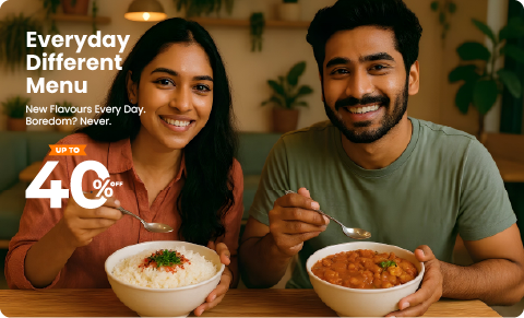 Healthy Indian thali meal with roti and vegetables